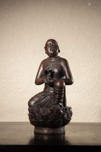 A Chinese Bamboo Root Carved Buddha