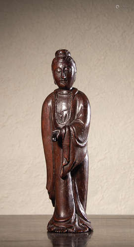 A Chinese Bamboo Carved Guanyin