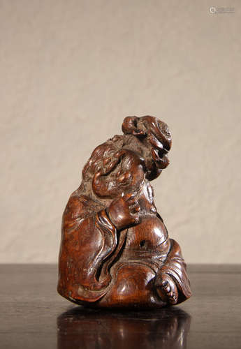 A Chinese Bamboo Root Carved Liuhai And Toad