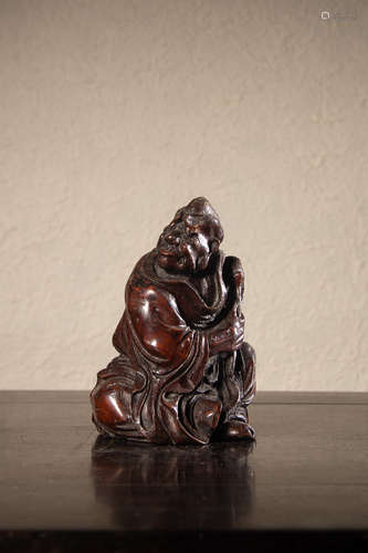 A Chinese Bamboo Root Carved Lohan