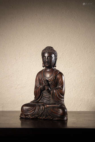 A Chinese Hardwood Carved Shakyamuni