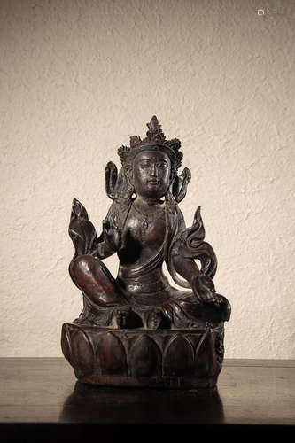 A Chinese Bamboo Root Carved Tara