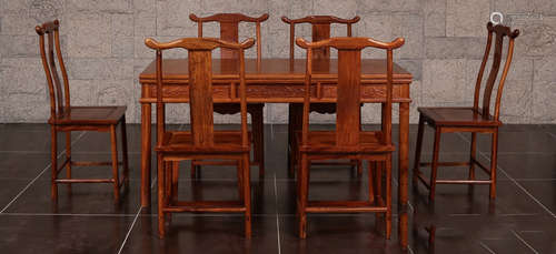 SET OF HUALI WOOD TABLE&CHAIR