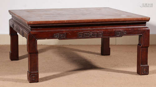 A HUALI WOOD TABLE CARVED WITH PATTERN