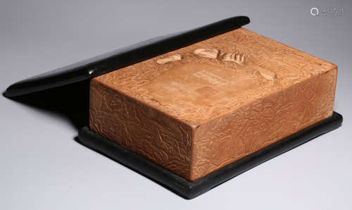 AN INK SLAB CARVED WITH STORY PATTERN