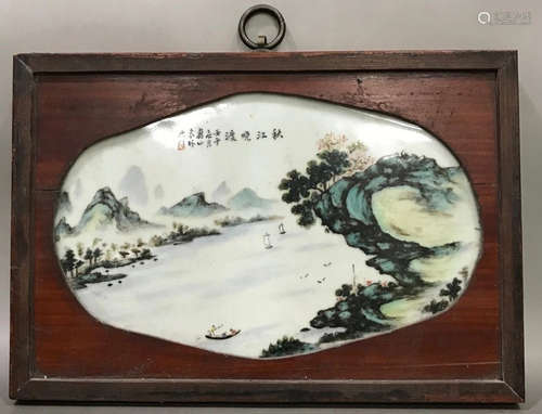 A LANDSCAPE PATTERN WHITE GLAZE PORCELAIN BOARD