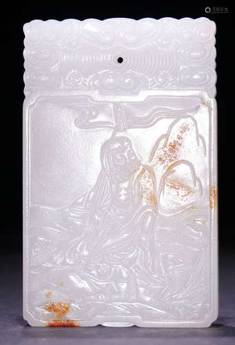 A HETIAN JADE TABLET CARVED WITH STORY