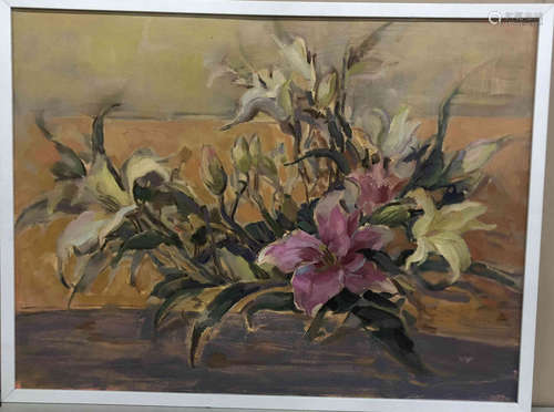 A LILY PATTERN OIL PAINTING