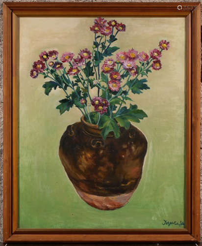 A CHRYSANTHEMUMS PATTERN OIL PAINTING