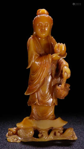 A TIANHUANG STONE GUANYIN BUDDHA STATUE