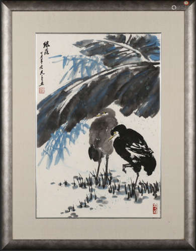 A BIRD PATTERN PAINTING WITH FRAME