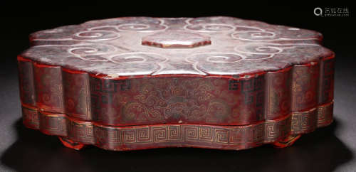 A WOOD BOX PAINTED WITH FLOWER PATTERN