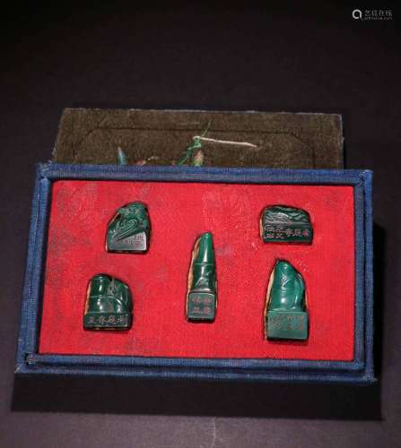 A SET OF  CHINESE VINTAGE STONE SEALS
