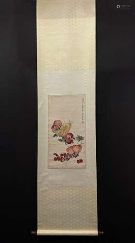 A CHINESE HAND PAINTED PAINTING VERTICAL SCROLL