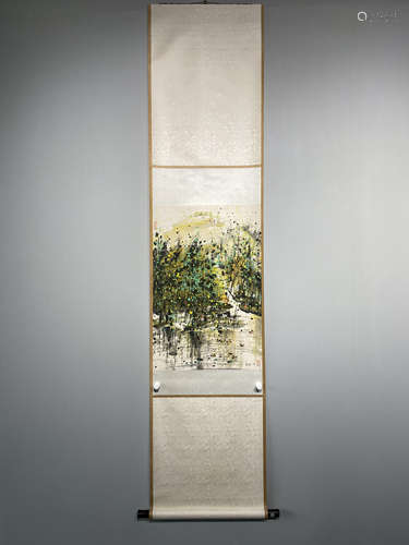 A CHINESE HAND PAINTED PAINTING VERTICAL SCROLL