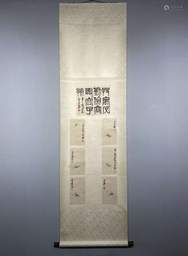 A CHINESE HAND PAINTED PAINTING VERTICAL SCROLL