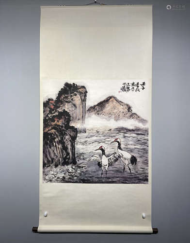 A CHINESE HAND PAINTED PAINTING VERTICAL SCROLL