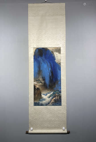 A CHINESE HAND PAINTED PAINTING VERTICAL SCROLL