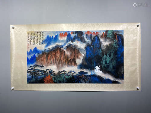 A CHINESE HAND PAINTED PAINTING HORIZONTAL SCROLL/SURFACE