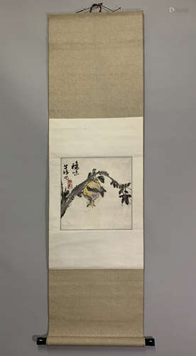 A CHINESE HAND PAINTED PAINTING VERTICAL SCROLL