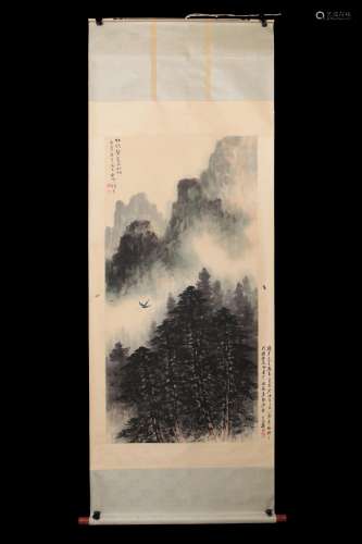 A CHINESE HAND PAINTING VERTICAL SCROLL