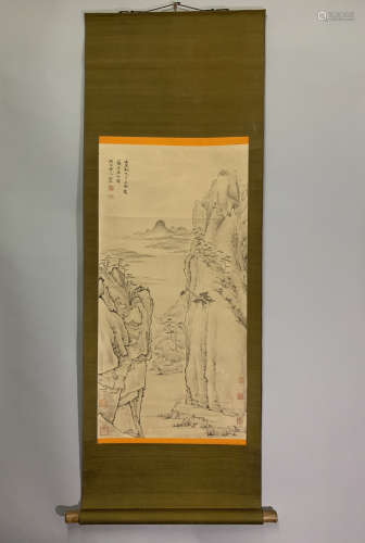 A CHINESE HAND PAINTED PAINTING VERTICAL SCROLL