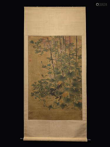 A CHINESE HAND PAINTED PAINTING VERTICAL SCROLL