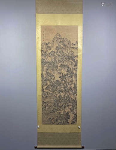 A CHINESE HAND PAINTED PAINTING VERTICAL SCROLL