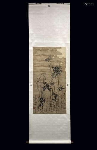 A CHINESE HAND PAINTED PAINTING VERTICAL SCROLL