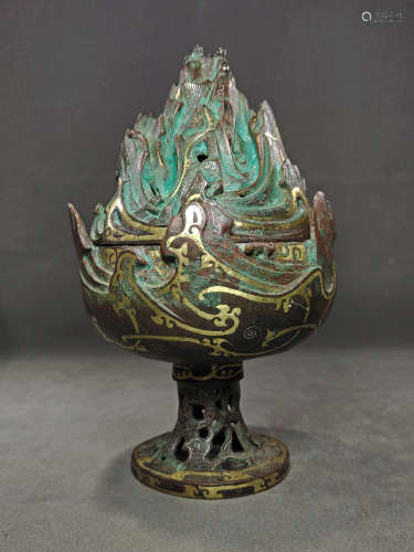 A CHINESE VINTAGE BRONZE INCENSE FURNACE