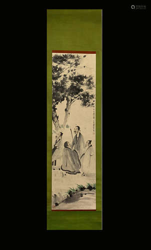 A CHINESE HAND PAINTED PAINTING VERTICAL SCROLL