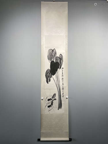 A CHINESE HAND PAINTED PAINTING VERTICAL SCROLL