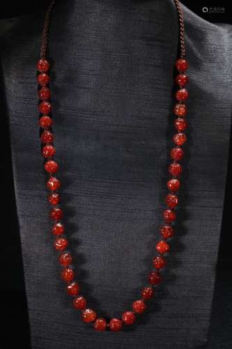 A Chinese Red Agate Necklace
