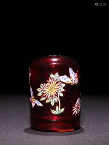 A Chinese Glass Thumb Ring With Box