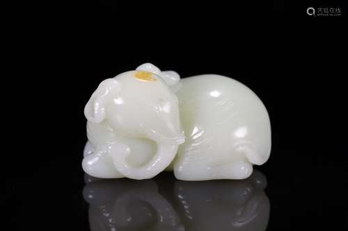 A Chinese Hetian Jade Elephant-Shaped Ornament