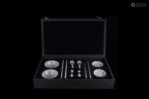 Set Of Chinese Hetian Jade Tableware