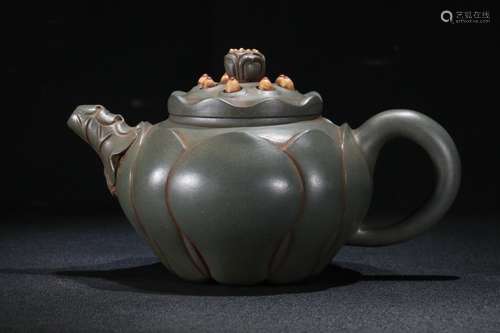 A Chinese Zisha Teapot Of Lotus Shaped