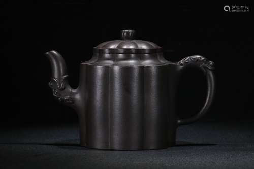 A Chinese Zisha Teapot With Dragon Button