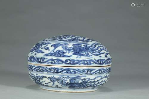 A Chinese Blue And White Porcelain Box With Mark