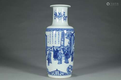 A Chinese Blue And White Porcelain Vase Of Story-Telling