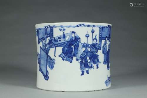 A Chinese Blue And White Porcelian Brush Pot