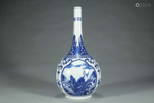 A Chinese Blue And White Vase Of Beast Pattern