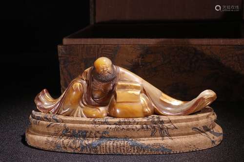 A Chinese Tianhuang Stone Bodhidharma-Shaped Ornament