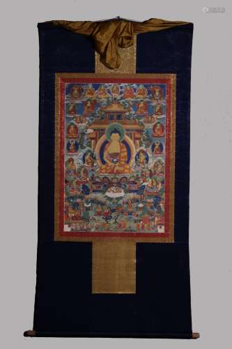 A Chinese Tangka Of Gautama Buddha