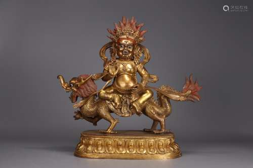 A Chinese Gilt Bronze Buddha With Dragon