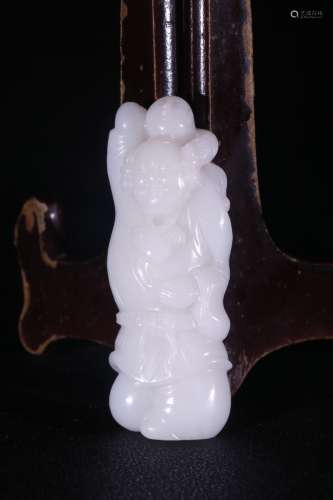 A Chinese Hetian Jade Figure-Shaped Pendant