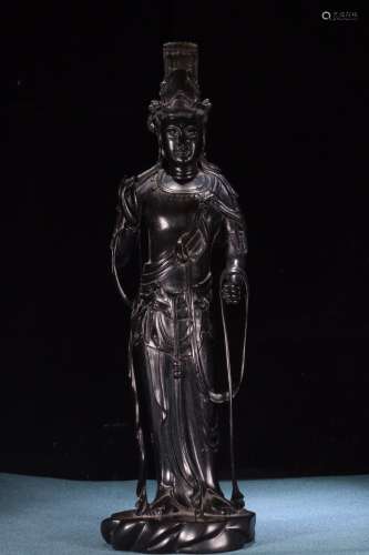 A Chinese Rosewood Guanyin Shaped Ornament
