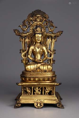 A Chinese Gilt Bronze Sitting Buddha