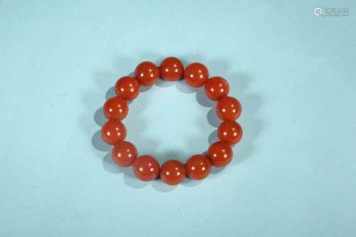 A Chinese Red Agate Bracelet
