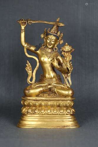 A Chinese Gilt Bronze Bodhisattva